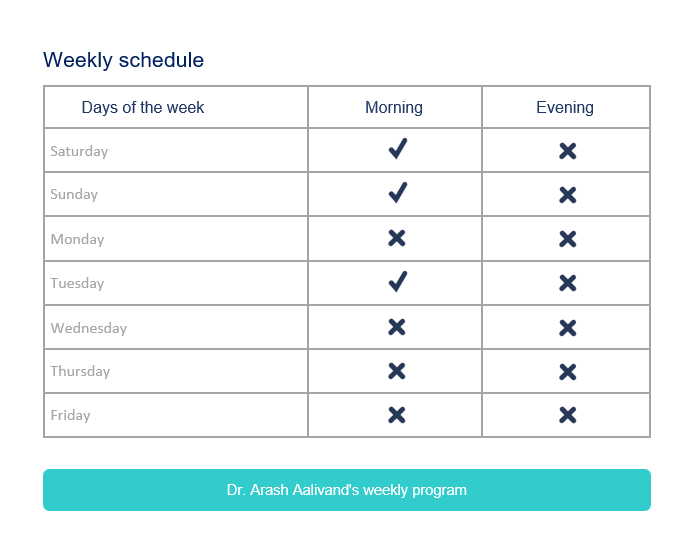 برنامه هفتگی Dr.Alivand